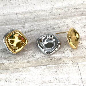 NEW~ Anthropologie Amber Sceats "Zylan" Two Tone Metal Stud Earrings